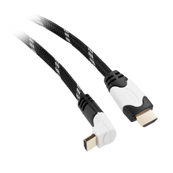Kábel GoGEN HDMI 2.0, 3m, 90° konektor, opletený, pozlacený, s ethernetem (GOGHDMI300MM05) fekete