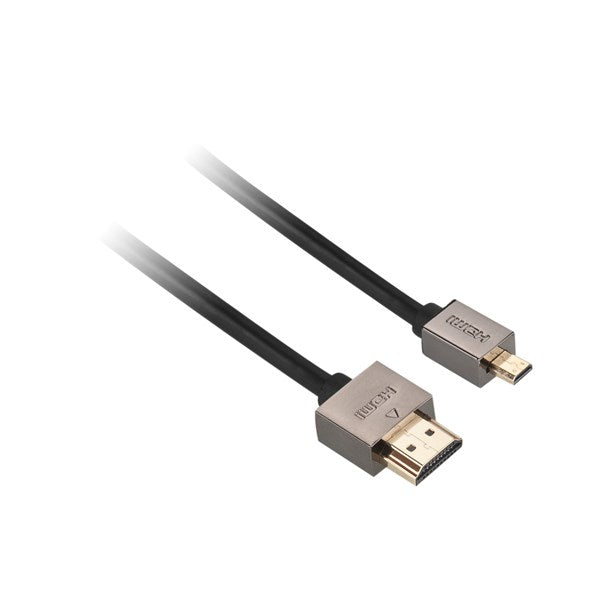 Kábel GoGEN HDMI / HDMI micro, 1,5m, v1.4, pozlacený, High speed, s ethernetem (GOGMICHDMI150MM01) fekete