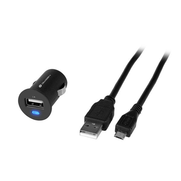 Adaptér do auta GoGEN CH 12 C, 1x USB, 5 W + microUSB kabel 1,2m (GOGCH12C) fekete