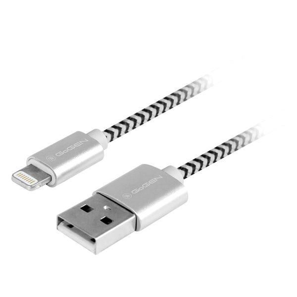 Kábel GoGEN USB / lightning, 1m, opletený (LIGHTN100MM24) ezüst