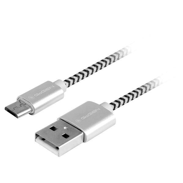 Kábel GoGEN USB / micro USB, 1m, opletený (MICUSB100MM24) ezüst