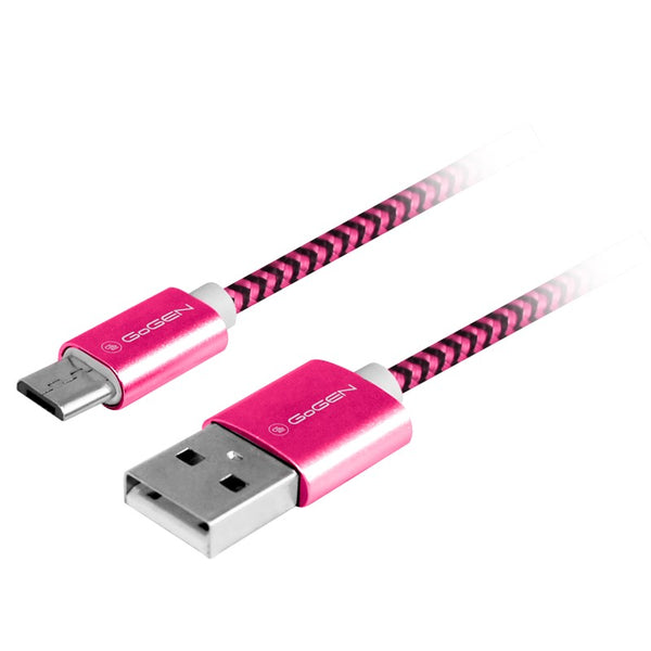 Kábel GoGEN USB / micro USB, 1m, opletený (MICUSB100MM25) lila