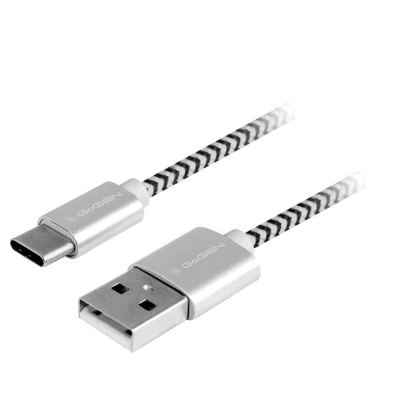 Kábel GoGEN USB / USB-C, 2m, opletený (USBAC200MM24) ezüst