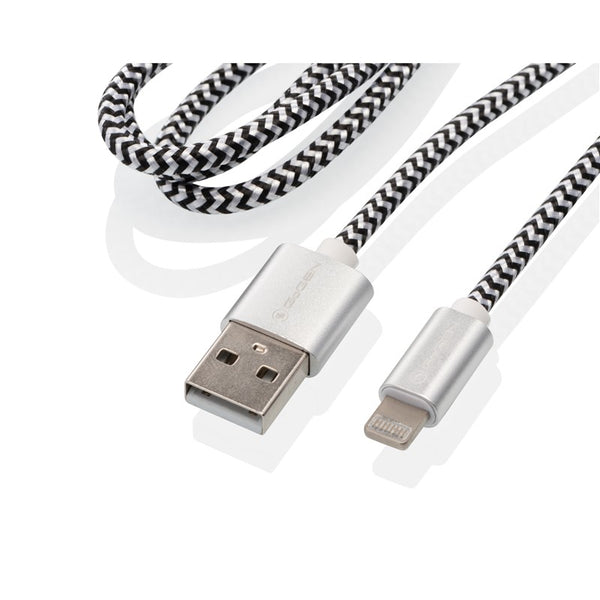 Kábel GoGEN USB / lightning, 1m, opletený, zkumavka (LIGHTN100MM24T) ezüst