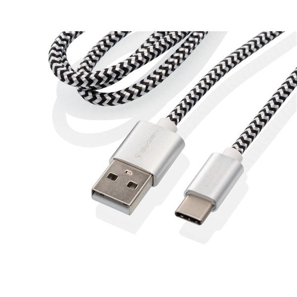 Kábel GoGEN USB / USB-C, 1m, opletený, zkumavka (USBAC100MM24T) ezüst