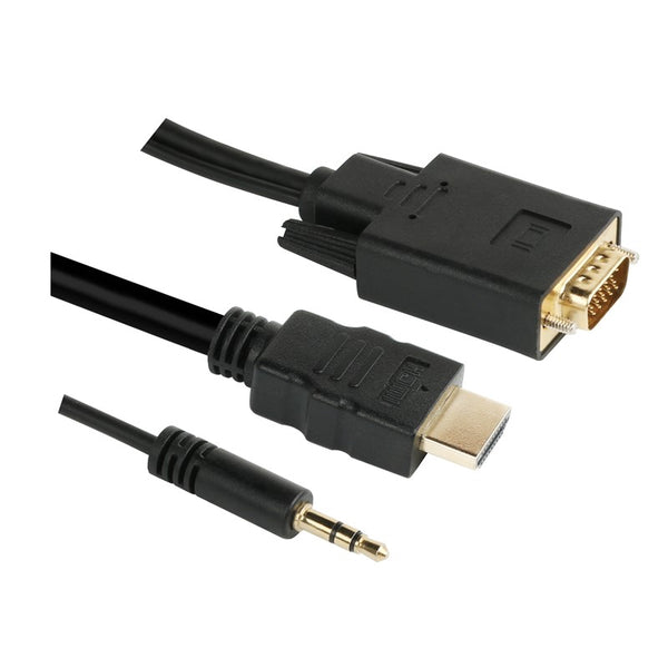 Kábel GoGEN HDMI / VGA vč. Jack 3,5mm, 1,5m, pozlacený (VGAHDMIJACK150) fekete
