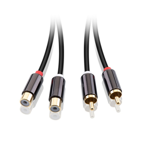 Kábel GoGEN 2x Cinch, 2,5m, prodlužovací, pozlacené konektory (2CINCH250FM01) fekete