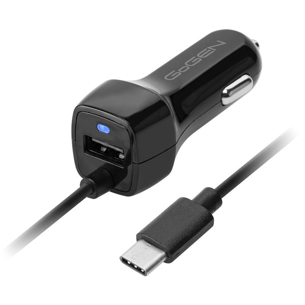 Adaptér do auta GoGEN integrovaný kabel (micro USB), 1x USB, 2,1A (CH28MCB) fekete