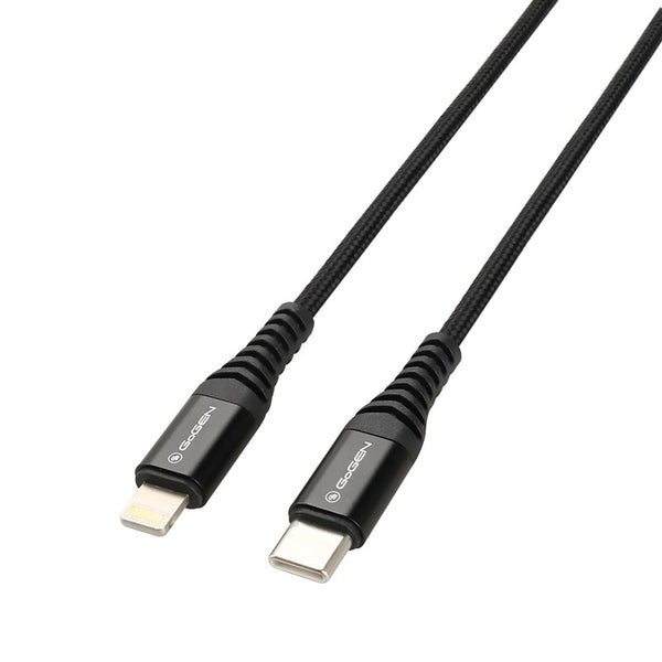 Kábel GoGEN USB-C / Lightning, 1m, opletený (USBC8P100M01) fekete