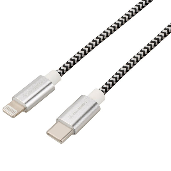 Kábel GoGEN USB-C / Lightning, 1m, opletený (USBC8P100MM24) ezüst