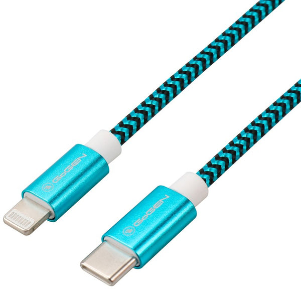 Kábel GoGEN USB-C / Lightning, 1m, opletený (USBC8P100MM26) kék