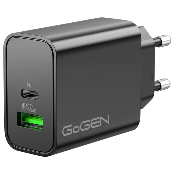 Hálózati töltő GoGEN ACHPD230, 1x USB-C PD, 1x USB-A, 30W (ACHPDQ230B) fekete