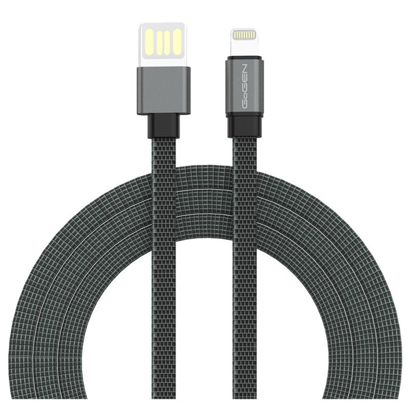 Kábel GoGEN USB-A / Lightning, 1m, oboustranný, plochý (LIGHTN100MM10) szürke